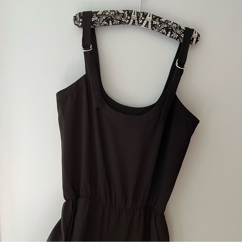 BEBE Crepe Slouchy Overalls Jumpsuit - Jet Black - Picture 5 of 9